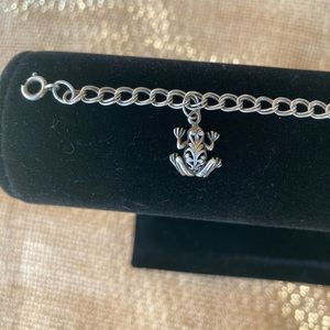Sterling silver frog charm bracelet